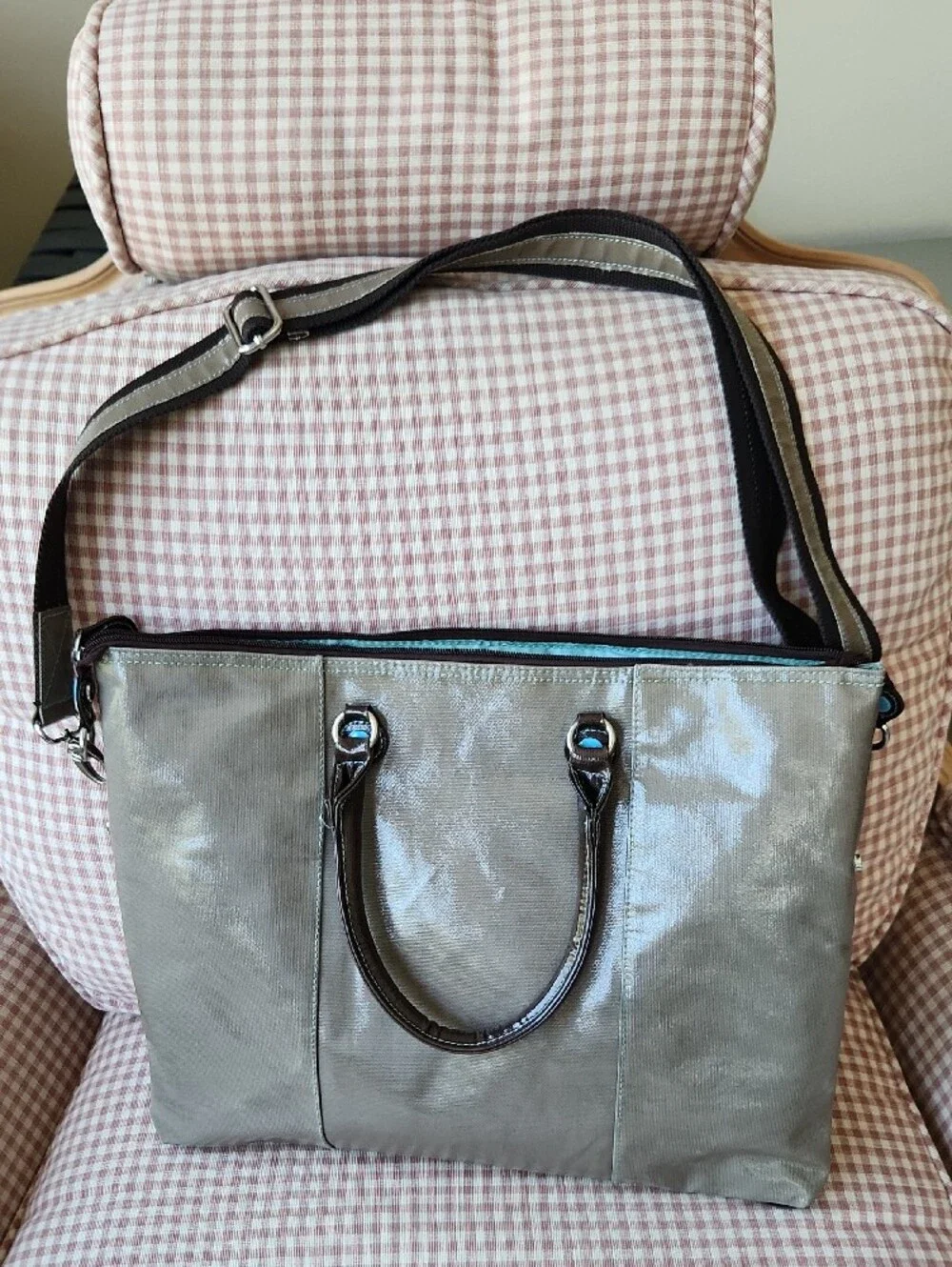 T.O.T.E. Urban Junket Classic Convertible Metallic Gray Laptop Tote Bag/Backpack
